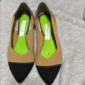 Rothy's Tan and Black Flats